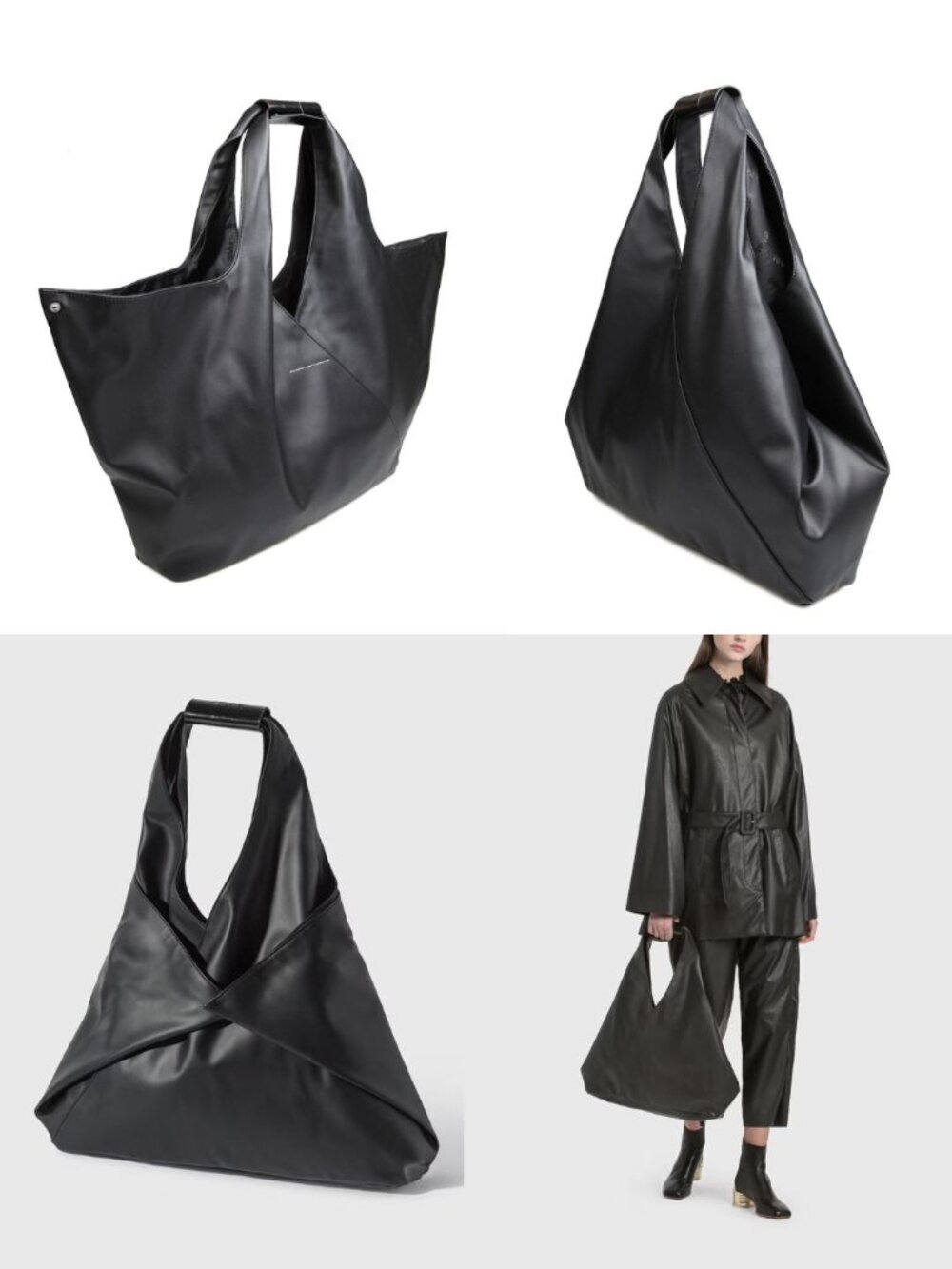 MAISON MARGIELA MM6 BLACK JAPANESE FOLDED FAUX LEATHER BAG